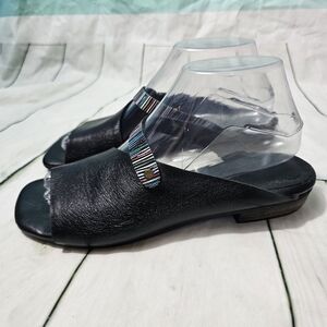 FIGURA by Sarili Black Leather Slip On Sandals~Size 39